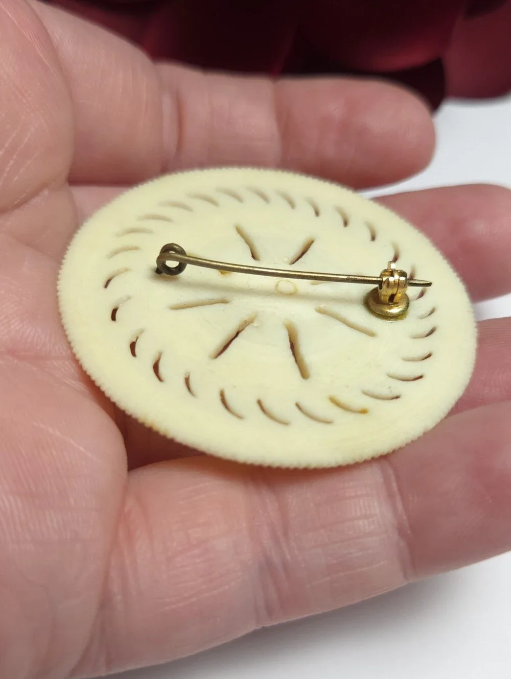 Vintage Carved Celluloid Flower Brooch Very old Floral Design Brooch